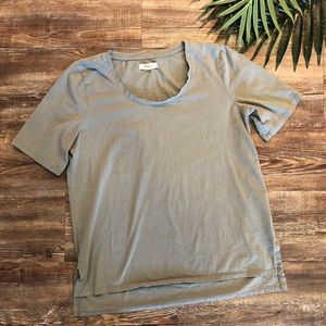 madewell basic high low olive tee